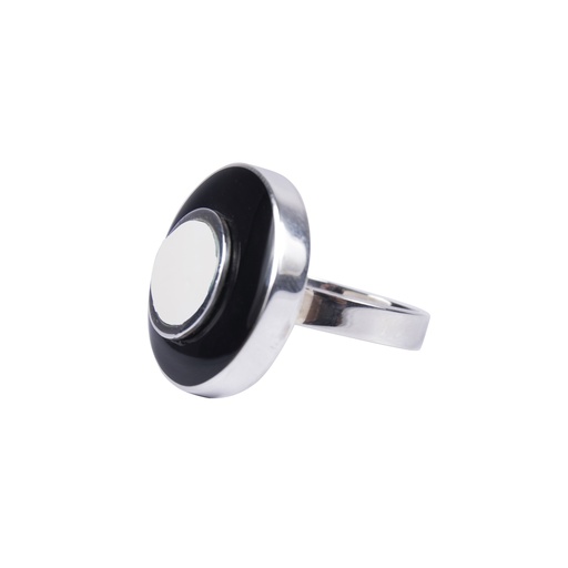 [31392] MINI SILVER COW HORN AND MOTHER PEARL LUZ RING