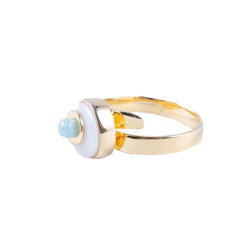 [32212] BABY DORATO MOTHER PEARL AND LARIMAR LUZ RING