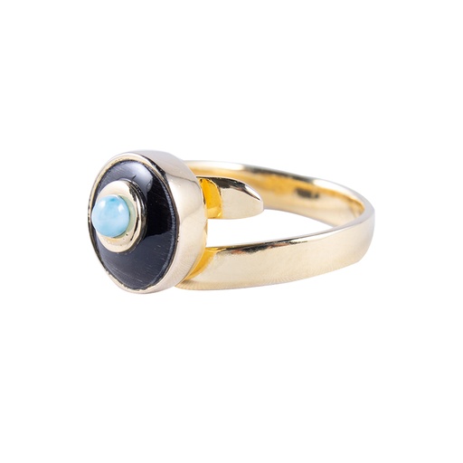 [32215] BABY DORATO COW HORN AND LARIMAR LUZ RING