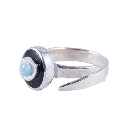 [32183] BABY SILVER COW HORN AND LARIMAR LUZ RING