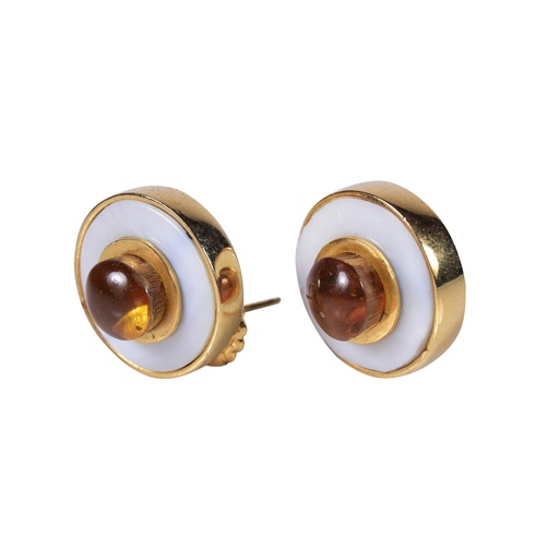 [30718] MINI DORATO MOTHER PEARL AND AMBER LUZ EARRINGS