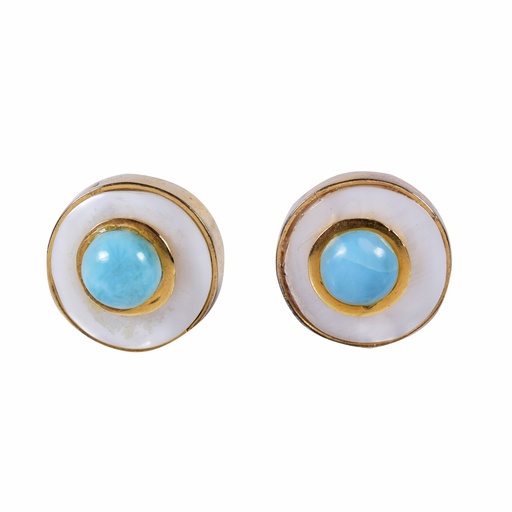 [30660] MINI DORATO MOTHER PEARL AND LARIMAR LUZ EARRINGS