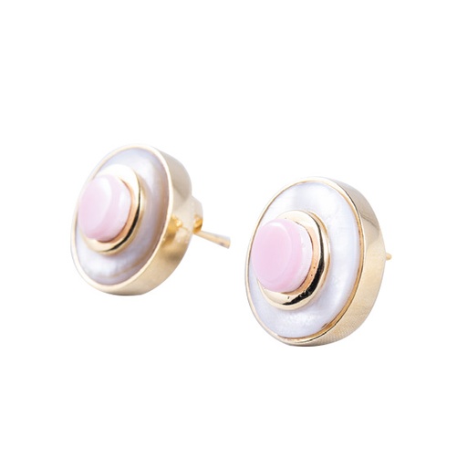 [32170] MINI DORATO MOTHER PEARL AND PINK SEA SHEL LUZ EARRINGS