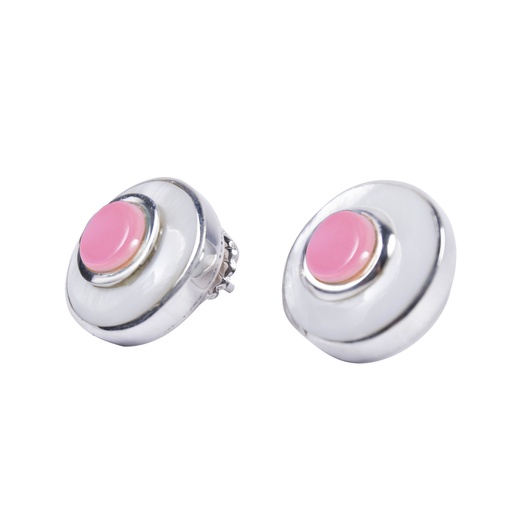 [31591] MINI SILVER MOTHER PEARL AND PINK SEA SHELL LUZ EARRINGS