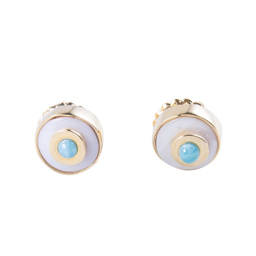 [32213] BABY DORATO MOTHER PEARL AND LARIMAR LUZ EARRINGS