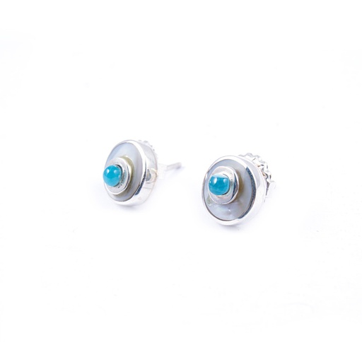 [32179] BABY SILVER MOTHER PEARL AND LARIMAR LUZ EARRINGS