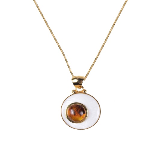 [30765] SMALL DORATO MOTHER PEARL AND AMBER LUZ NECKLACE