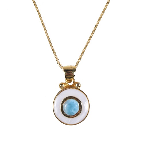 [30664] SMALL DORATO MOTHER PEARL AND LARIMAR LUZ NECKLACE