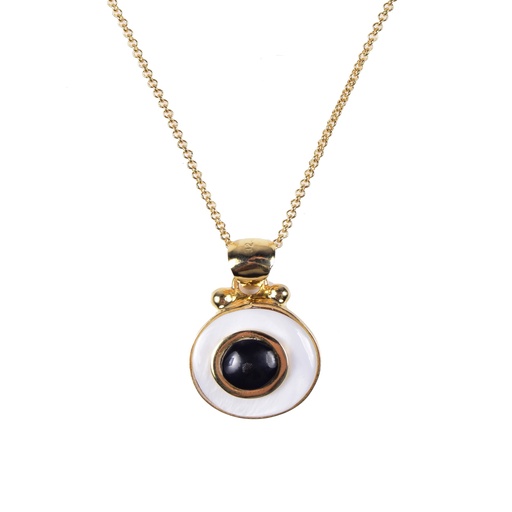[31412] SMALL DORATO MOTHER PEARL AND COW HORN LUZ NECKLACE
