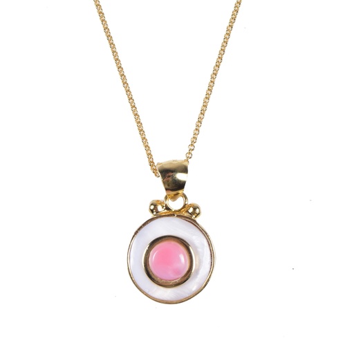 [32139] SMALL DORATO MOTHER PEARL AND PINK SEA SHEL LUZ NECKLACE