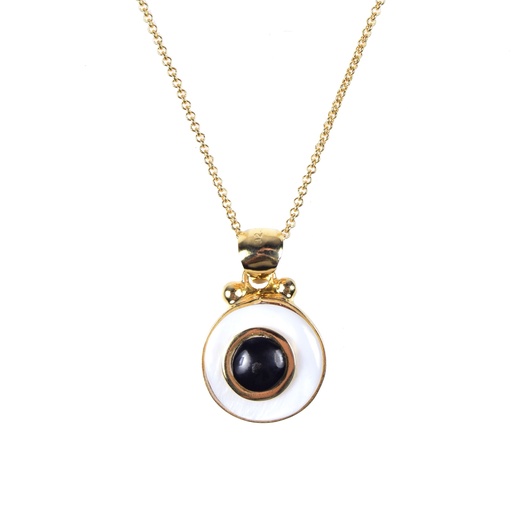[32136] MINI DORATO MOTHER PEARL AND COW HORN LUZ NECKLACE
