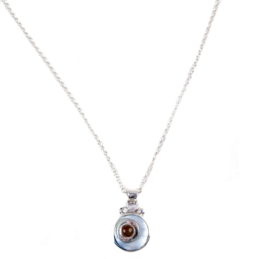 [32184] BABY SILVER MOTHER PEARL AND AMBER LUZ NECKLACE