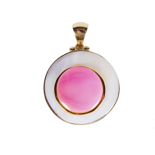 [32144] BIG DORATO MOTHER PEARL AND PINK SEA SHEL LUZ PENDANT