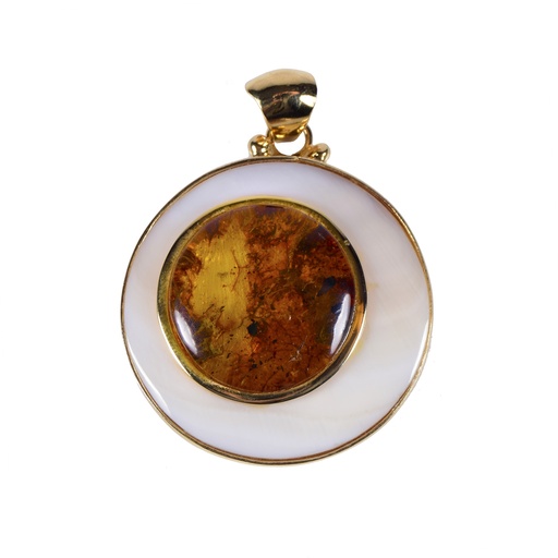 [30986] MEDIUM DORATO MOTHER PEARL AND AMBER LUZ PENDANT