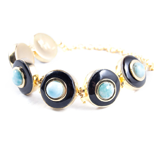 [30658] MINI DORATO COW HORN AND LARIMAR LUZ BRACELET