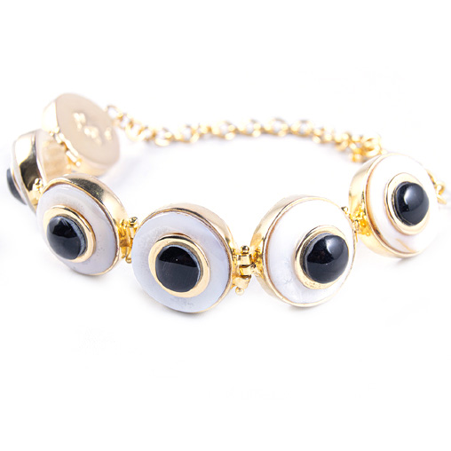[32175] MINI DORATO MOTHER PEARL AND COW HORN LUZ BRACELET