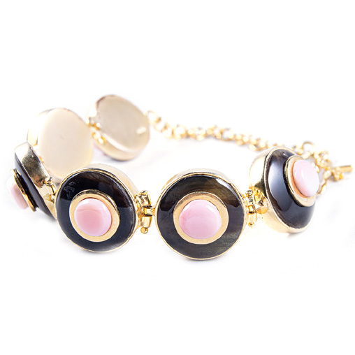 [32177] MINI DORATO COW HORN AND PNK SEA SHELL LUZ BRACELET