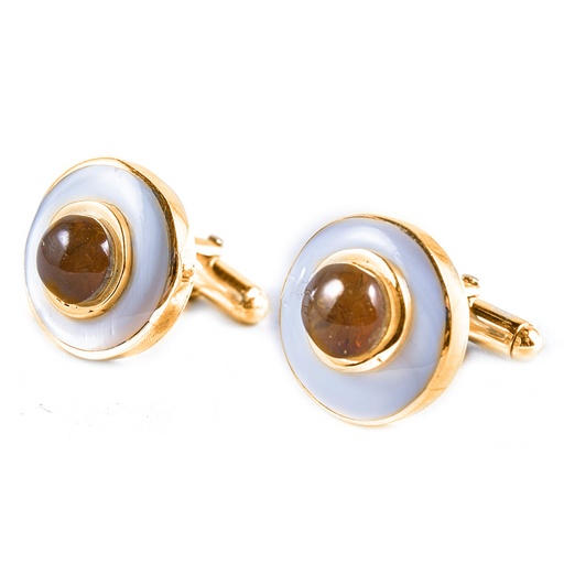[30634] DORATO MOTHER PEARL AND AMBER CUFFLINK