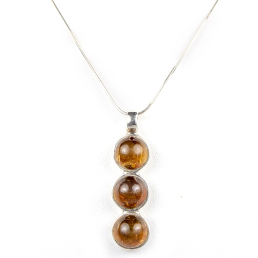 [31529] TRIO REDONDO SILVER AMBER NECKLACE