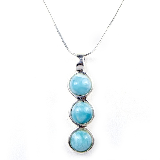 [31508] TRIO REDONDO SILVER LARIMAR NECKLACE