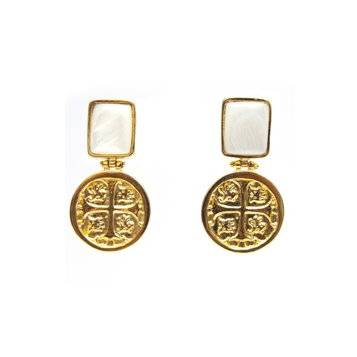 [35031] MONEDA DORATO MOTHER PEARL SQUARE EARRINGS