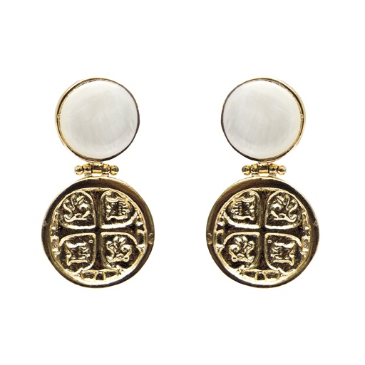 [35036] MONEDA DORATO MOTHER PEARL ROUND EARRINGS