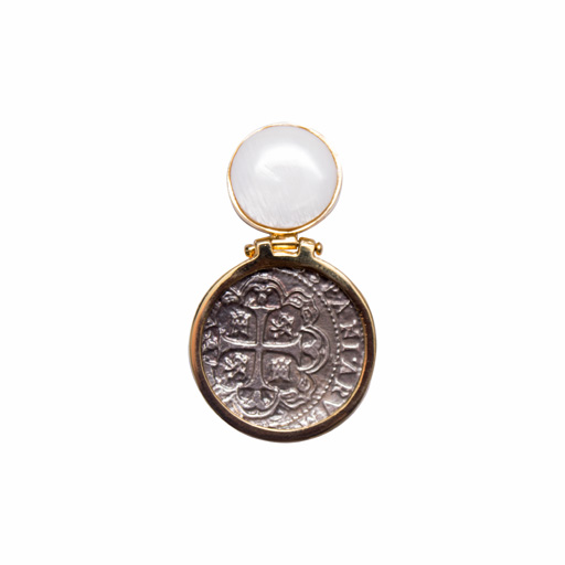 [35050] MONEDA DT/PT MOTHER PEARL ROUND PENDANT