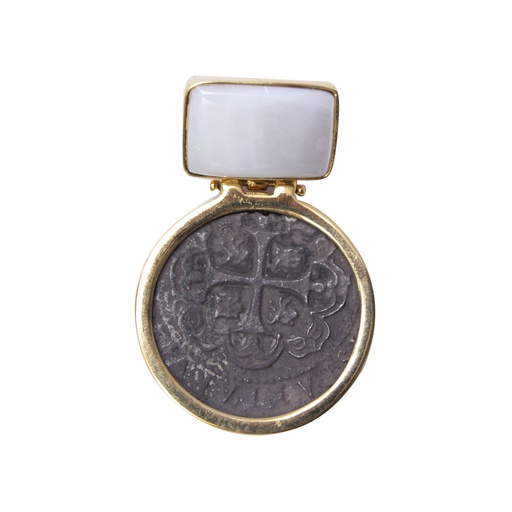 [35053] MONEDA DT/PT MOTHER PEARL SQUARE PENDANT