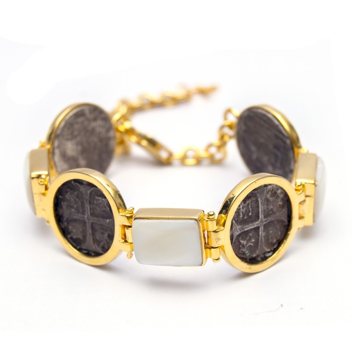 [35121] MONEDA DT/PT MOTHER PEARL SQUARE BRACELET