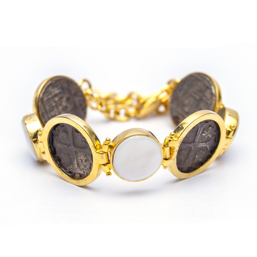 [35122] MONEDA DT/PT MOTHER PEARL ROUND BRACELET