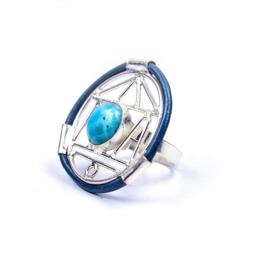 [32507] AUTO PIEL SILVER LARIMAR RING