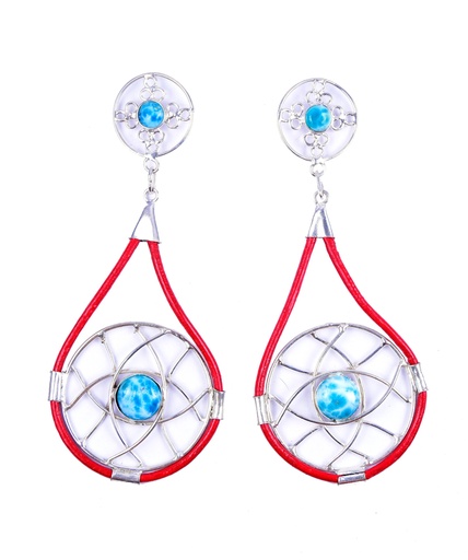 [32526] AUTO PIEL SILVER LARIMAR EARRINGS