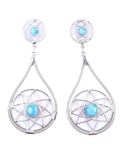 [32530] AUTO PIEL SILVER LARIMAR EARRINGS