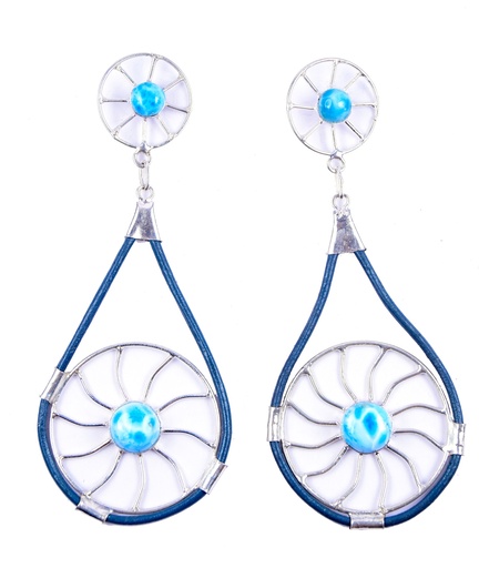 [32531] AUTO PIEL SILVER LARIMAR EARRINGS