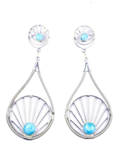 [32536] AUTO PIEL SILVER LARIMAR EARRINGS