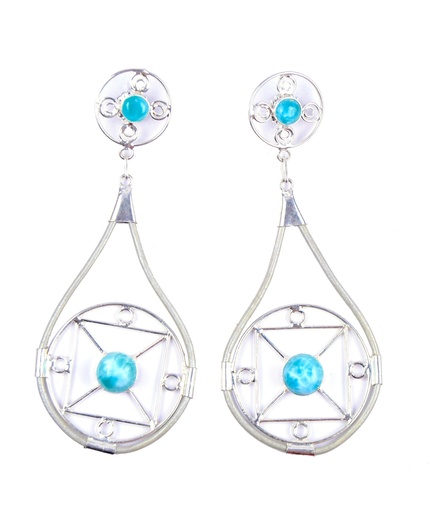 [32538] AUTO PIEL SILVER LARIMAR EARRINGS