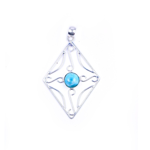 [32578] AUTO SILVER LARIMAR PENDANT