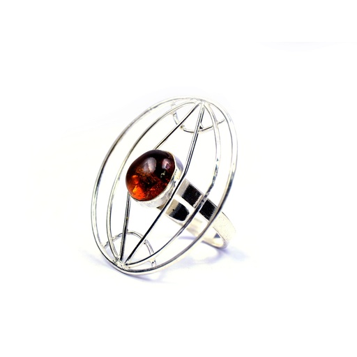 [32600] AUTO SILVER AMBER RING