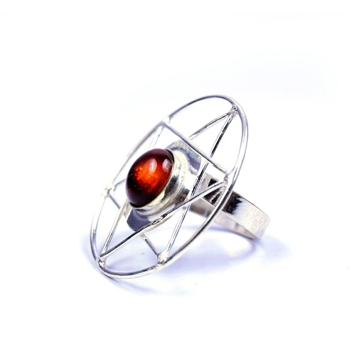 [32601] AUTO SILVER AMBER RING