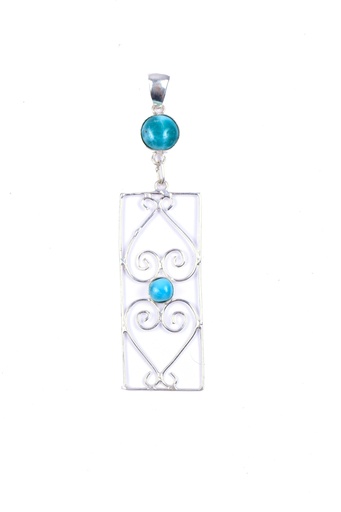 [32637] AUTO SILVER LARIMAR DOUBLE PENDANT