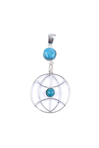 [32638] AUTO SILVER LARIMAR DOUBLE PENDANT
