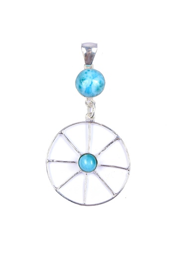 [32639] AUTO SILVER LARIMAR DOUBLE PENDANT