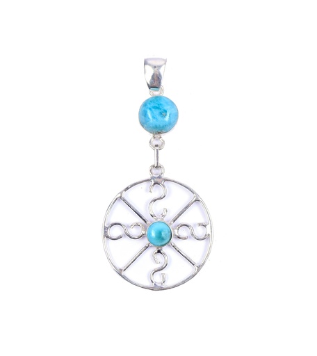 [32642] AUTO SILVER LARIMAR DOUBLE PENDANT