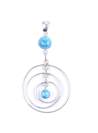 [32645] AUTO SILVER LARIMAR DOUBLE PENDANT