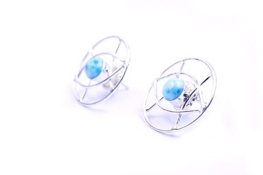 [32647] AUTO SILVER LARIMAR SMALL EARRINGS