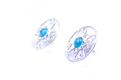 [32648] AUTO SILVER LARIMAR SMALL EARRINGS
