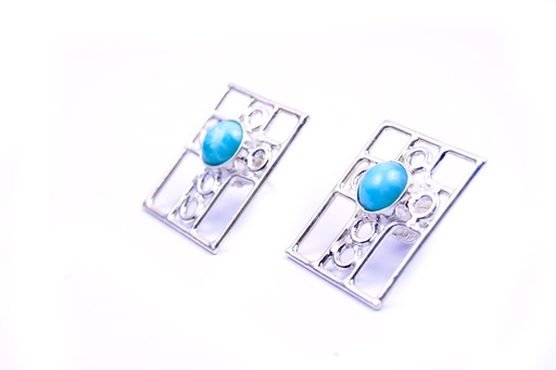 [32649] AUTO SILVER LARIMAR SMALL EARRINGS