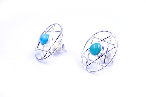 [32650] AUTO SILVER LARIMAR SMALL EARRINGS
