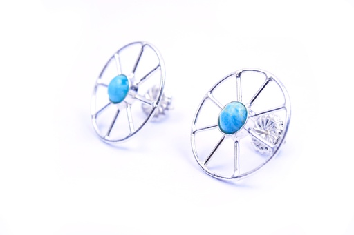 [32651] AUTO SILVER LARIMAR SMALL EARRINGS