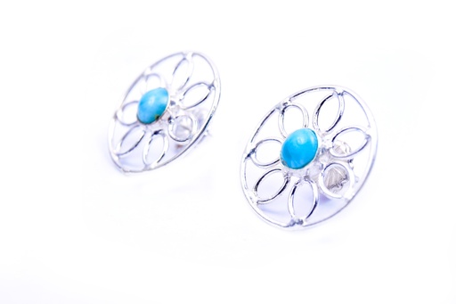 [32652] AUTO SILVER LARIMAR SMALL EARRINGS
